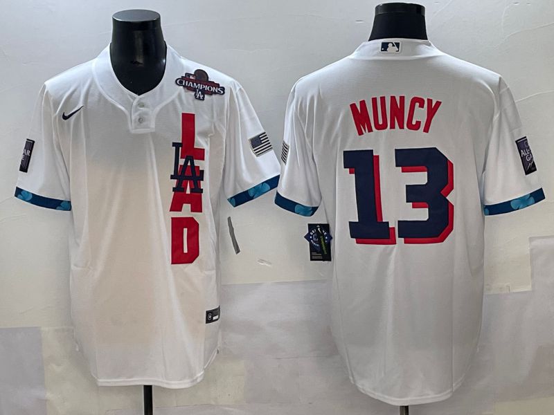 Men 2025 Los Angeles Dodgers #13 Muncy White All star Nike MLB Jersey style 6